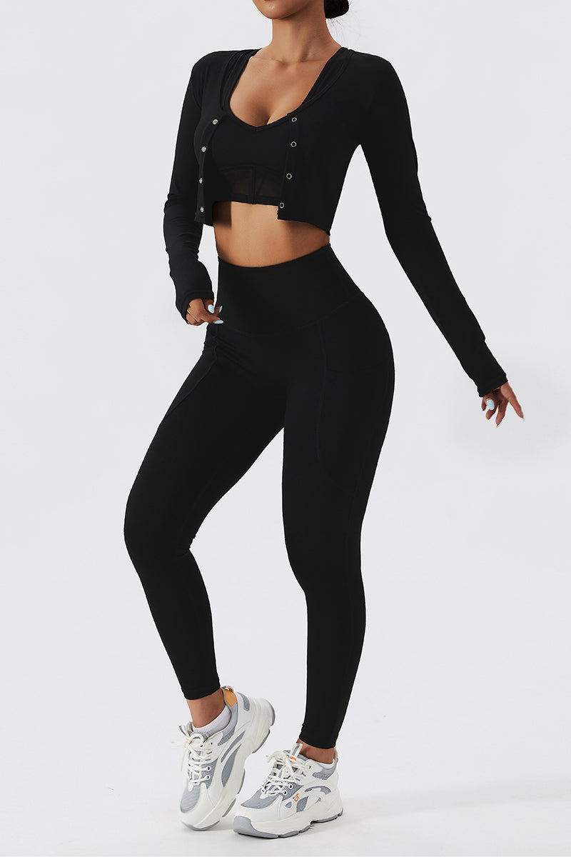 Front Closure Crop Long Sleeves Top by bornfocus