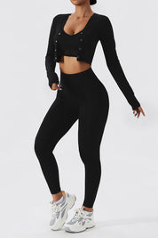 Front Closure Crop Long Sleeves Top by bornfocus