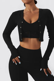 Front Closure Crop Long Sleeves Top by bornfocus