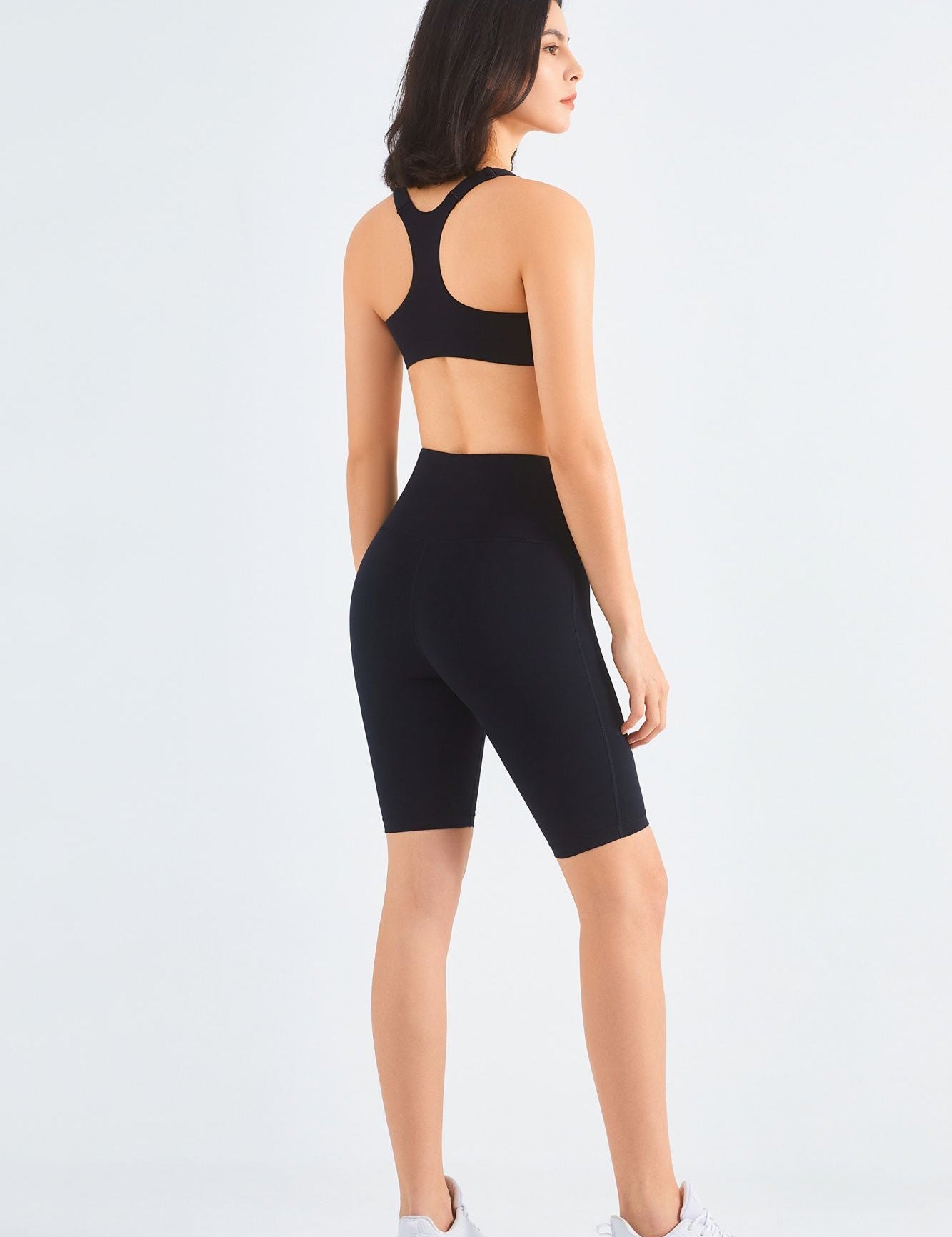 Front-Zip Sports Bra & Biker Shorts Activewear Set by bornfocus