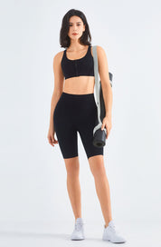 Front-Zip Sports Bra & Biker Shorts Activewear Set by bornfocus