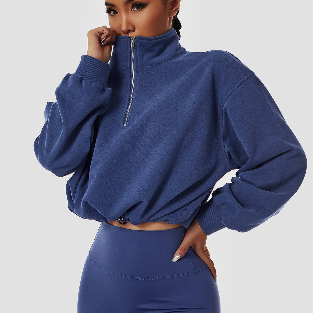 Half-Zip Pullover Sweatshirt Relaxed Fit by bornfocus