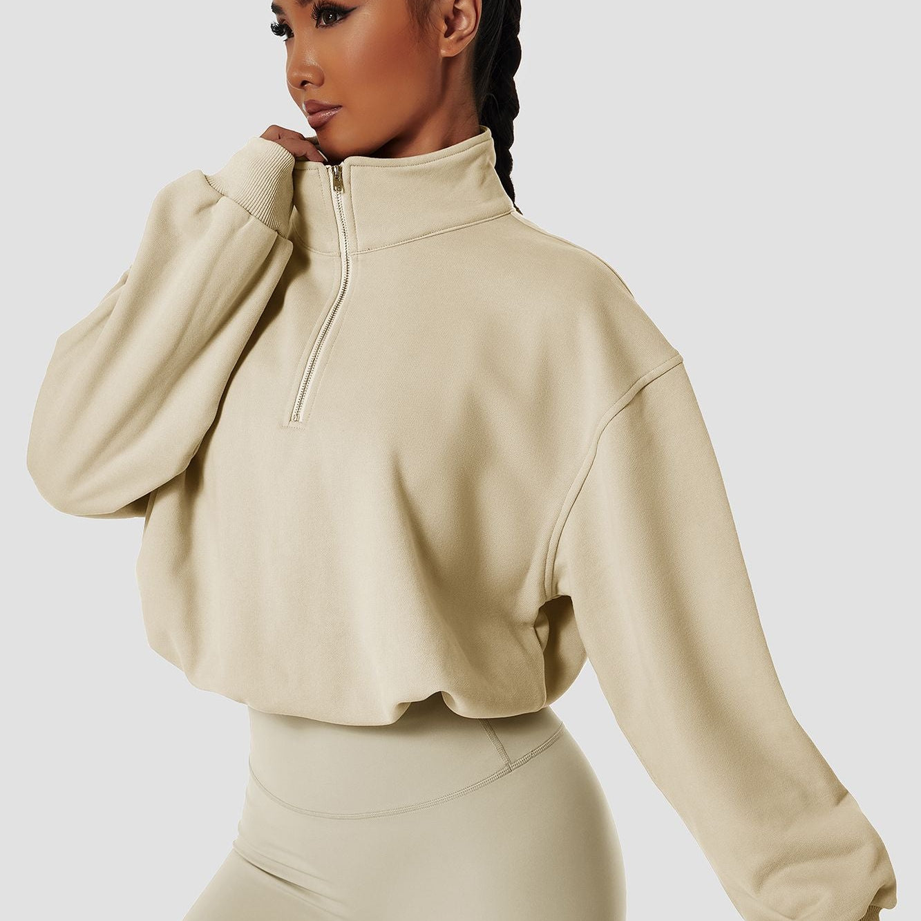 Half-Zip Pullover Sweatshirt Relaxed Fit by bornfocus