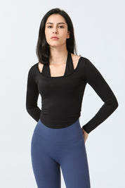 Halterneck Long Sleeve Crop Top by bornfocus