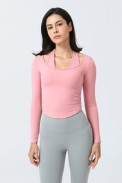 Halterneck Long Sleeve Crop Top by bornfocus