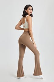 Cutout Cross Back Flare Leggings by bornfocus