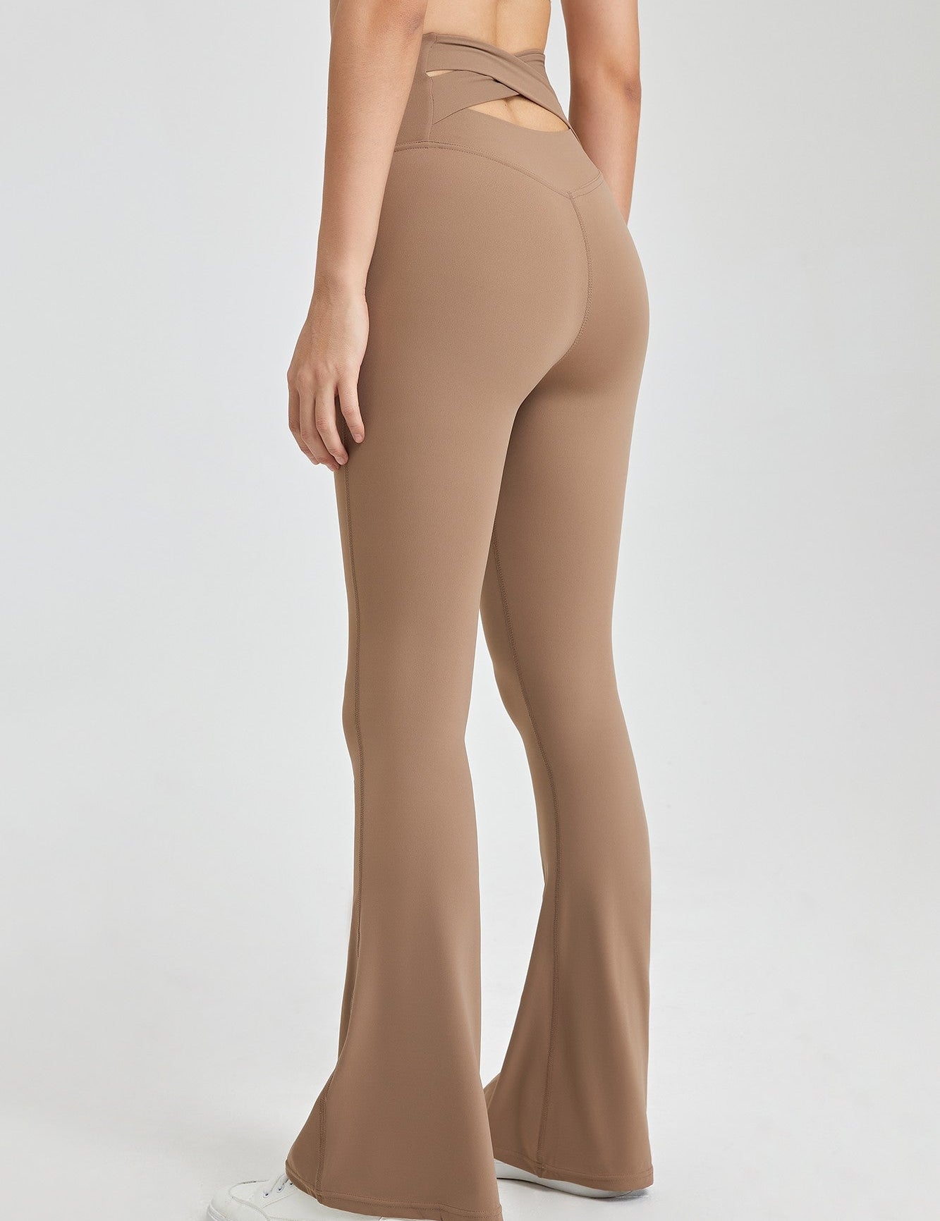 Cutout Cross Back Flare Leggings by bornfocus