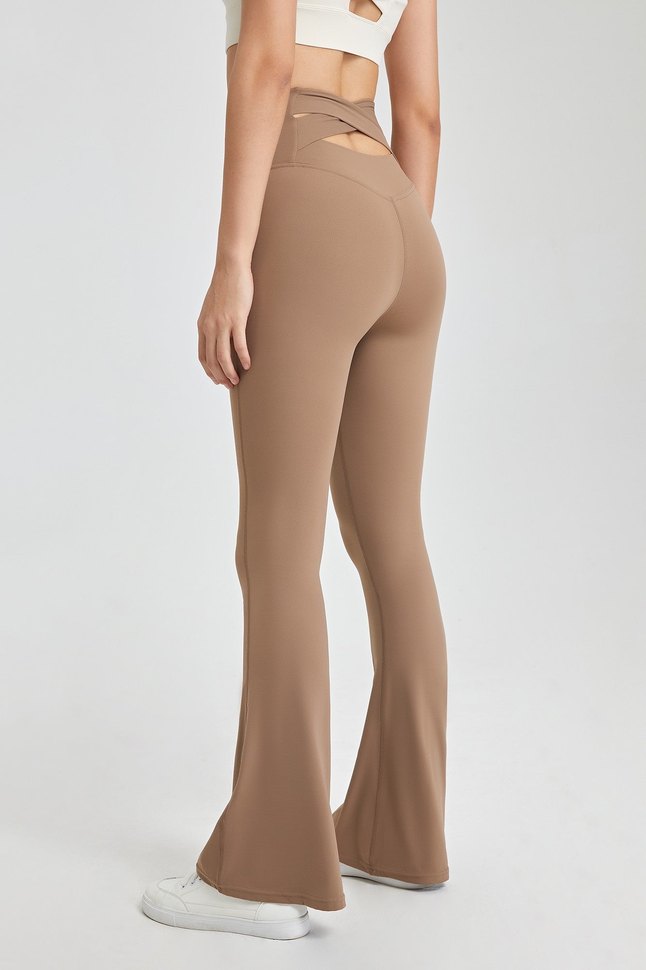 Cutout Cross Back Flare Leggings by bornfocus