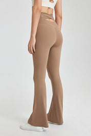 Cutout Cross Back Flare Leggings by bornfocus