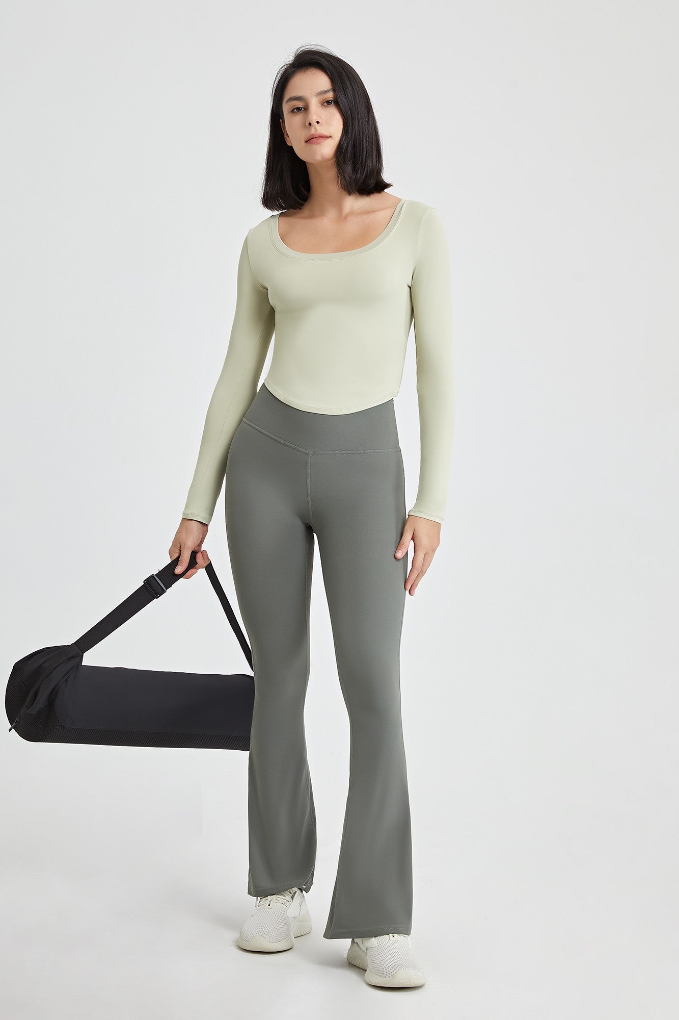 Cutout Cross Back Flare Leggings by bornfocus