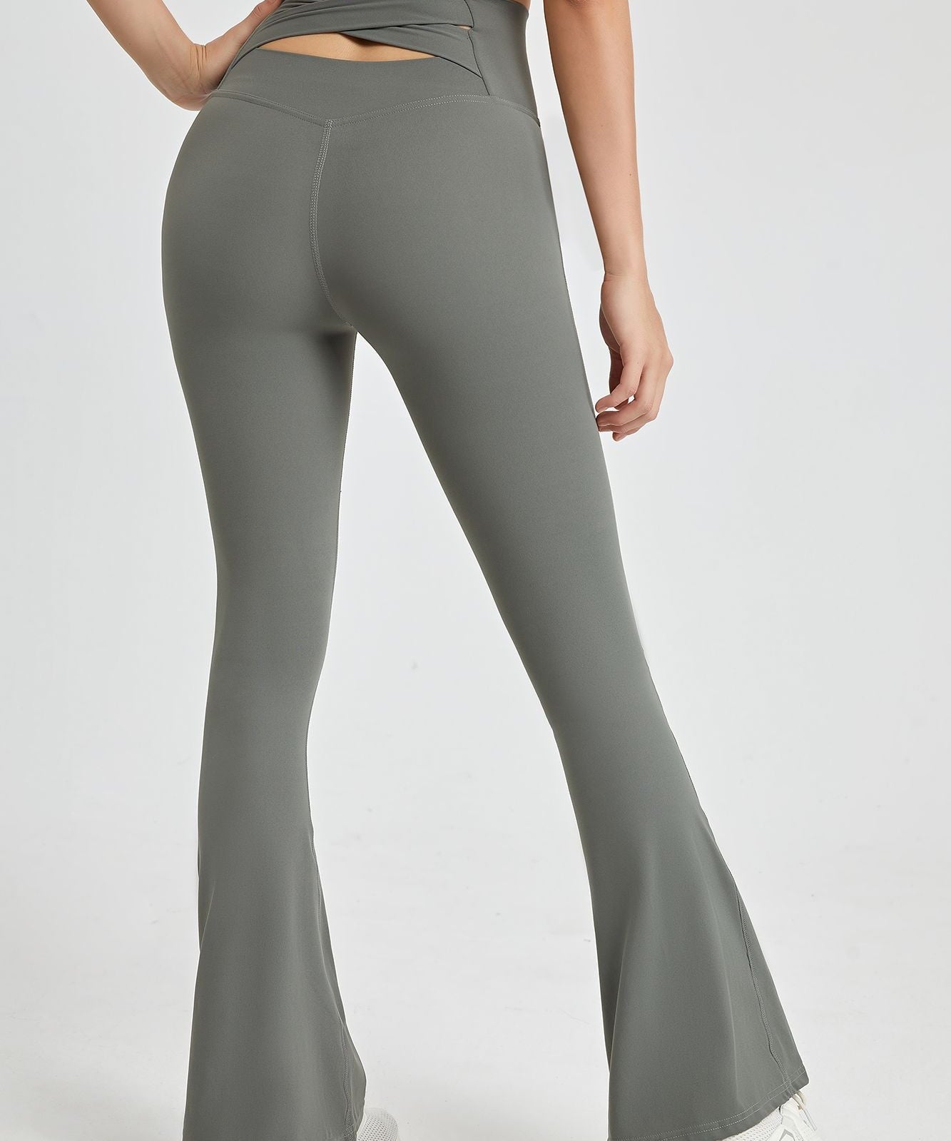 Cutout Cross Back Flare Leggings by bornfocus