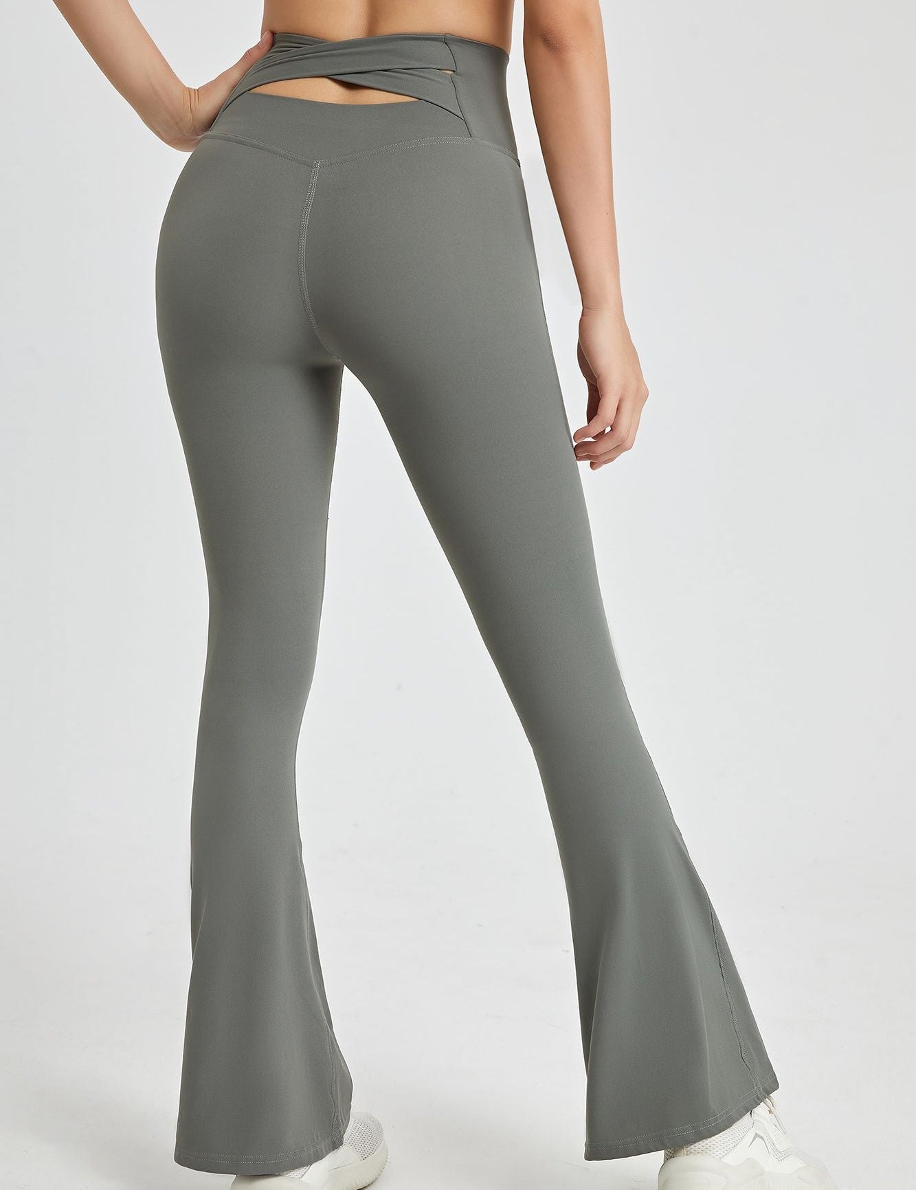 Cutout Cross Back Flare Leggings by bornfocus