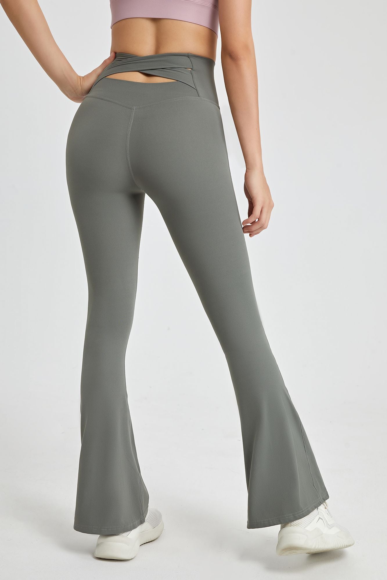 Cutout Cross Back Flare Leggings by bornfocus