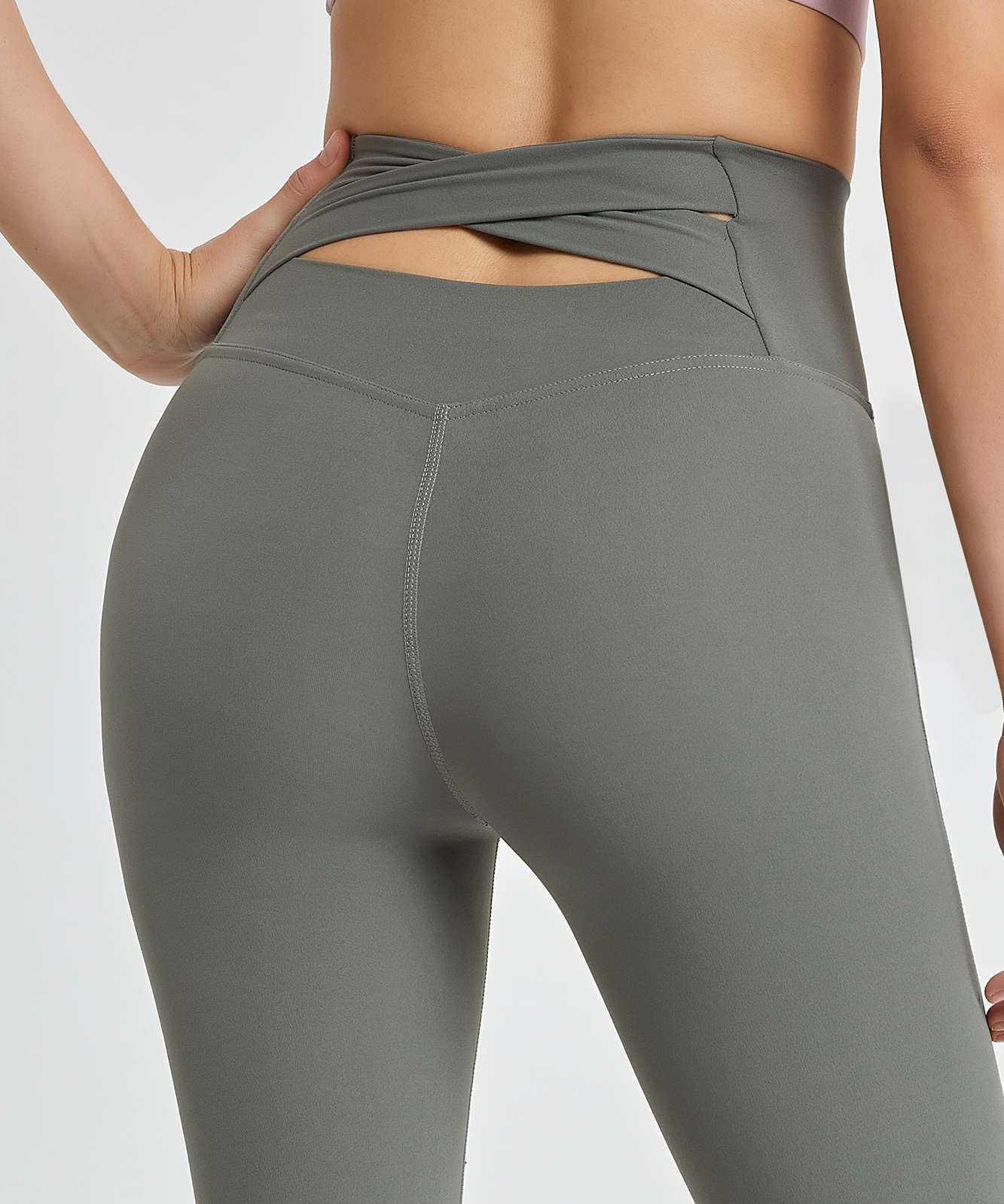 Cutout Cross Back Flare Leggings by bornfocus