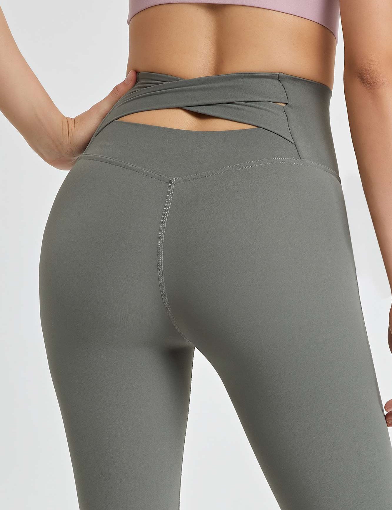 Cutout Cross Back Flare Leggings by bornfocus