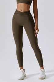 High-Rise Ruched Waistband Leggings by bornfocus