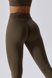 High-Rise Ruched Waistband Leggings by bornfocus