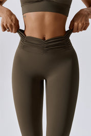 High-Rise Ruched Waistband Leggings by bornfocus