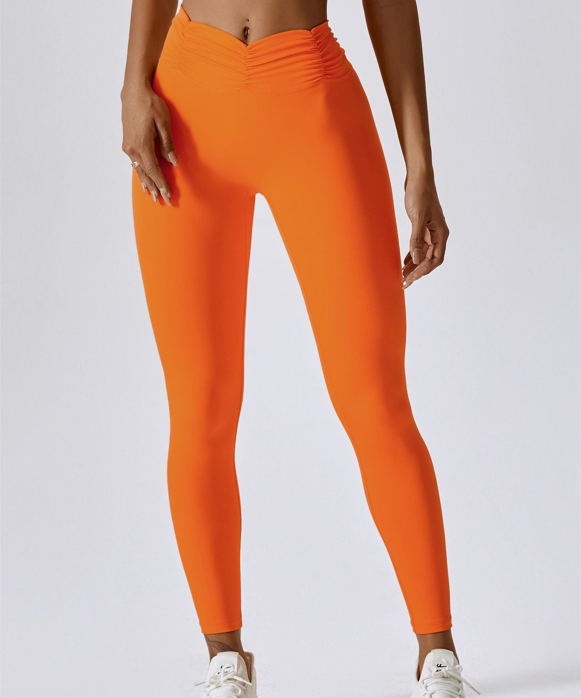 High-Rise Ruched Waistband Leggings by bornfocus