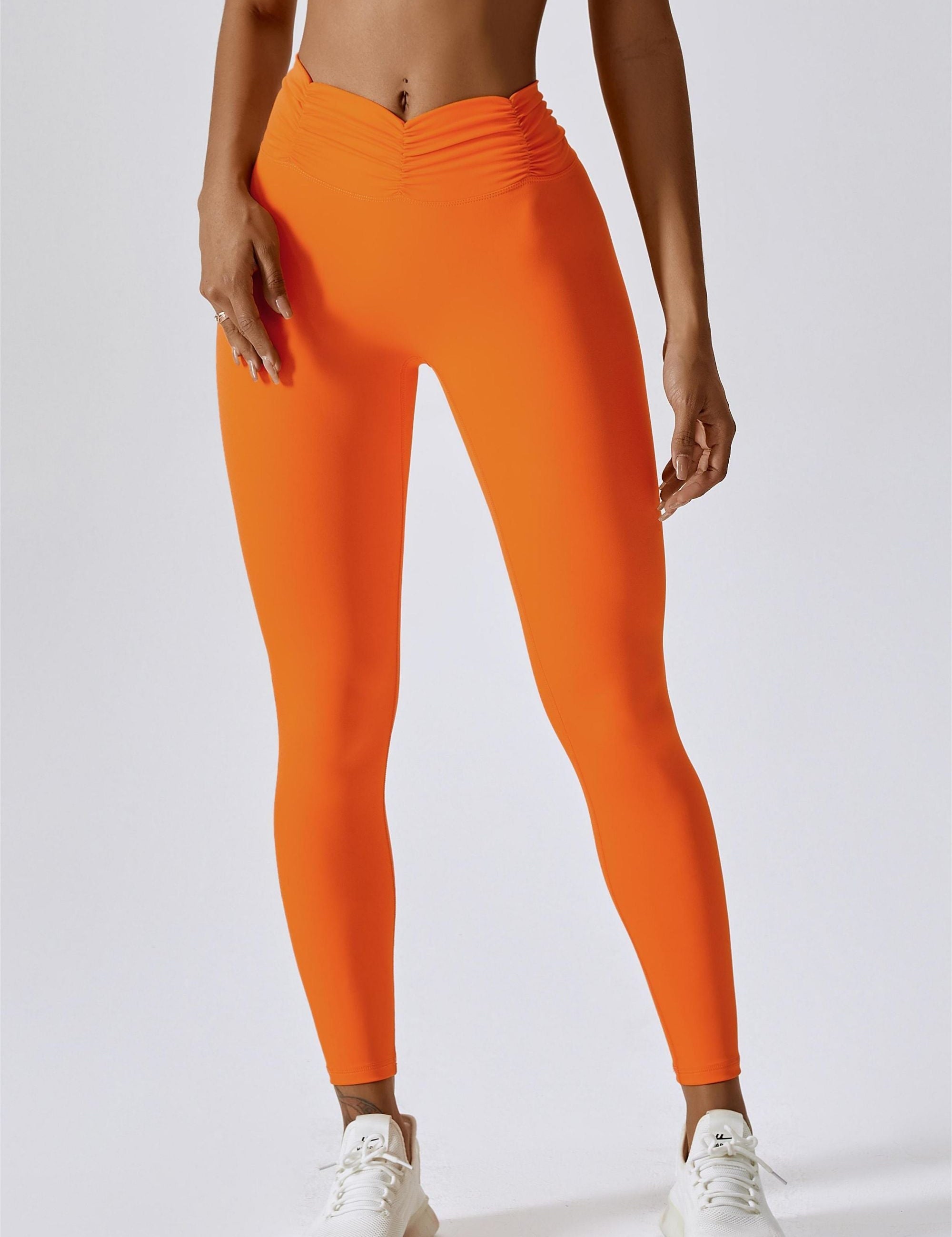 High-Rise Ruched Waistband Leggings by bornfocus