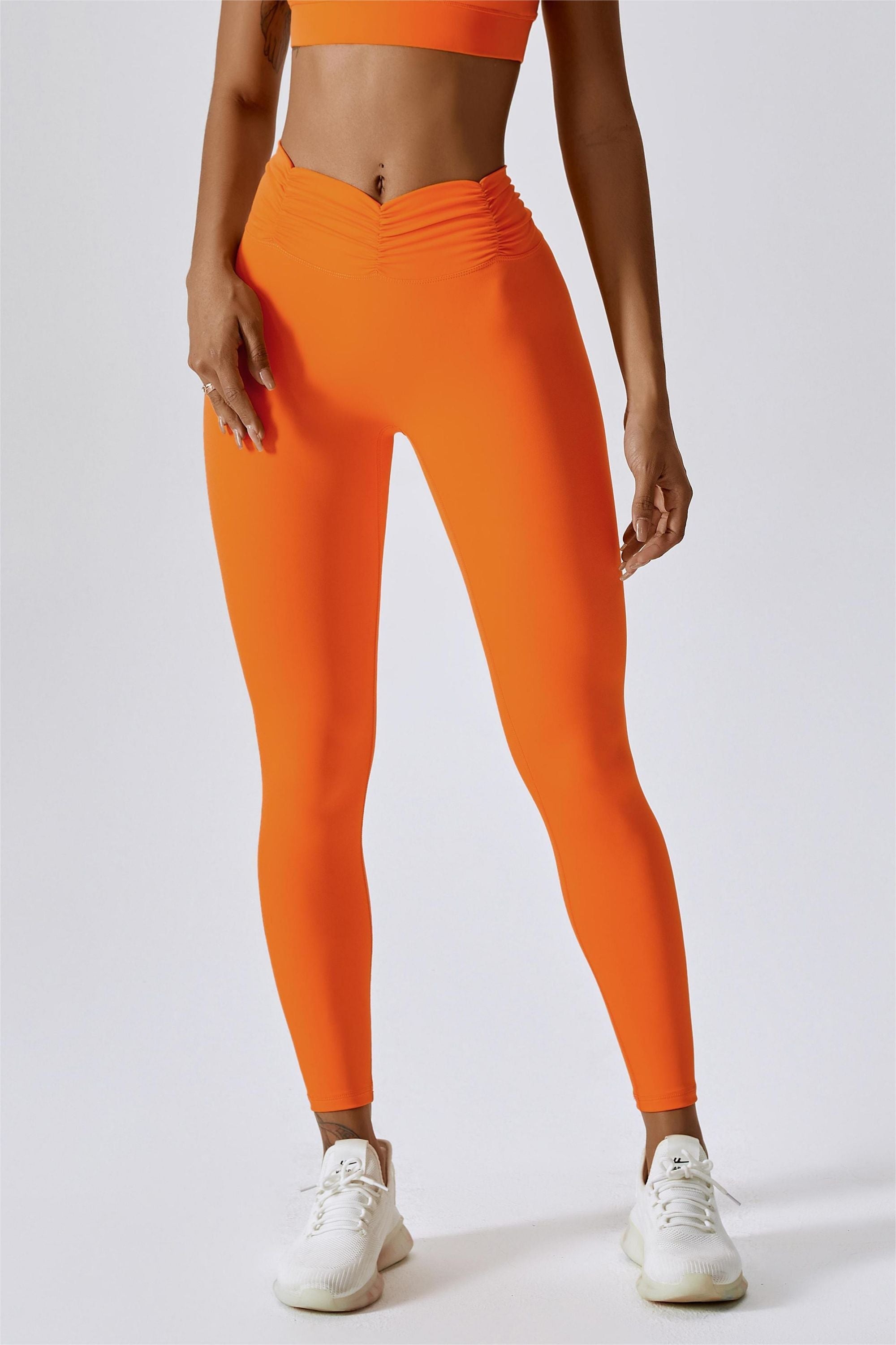 High-Rise Ruched Waistband Leggings by bornfocus