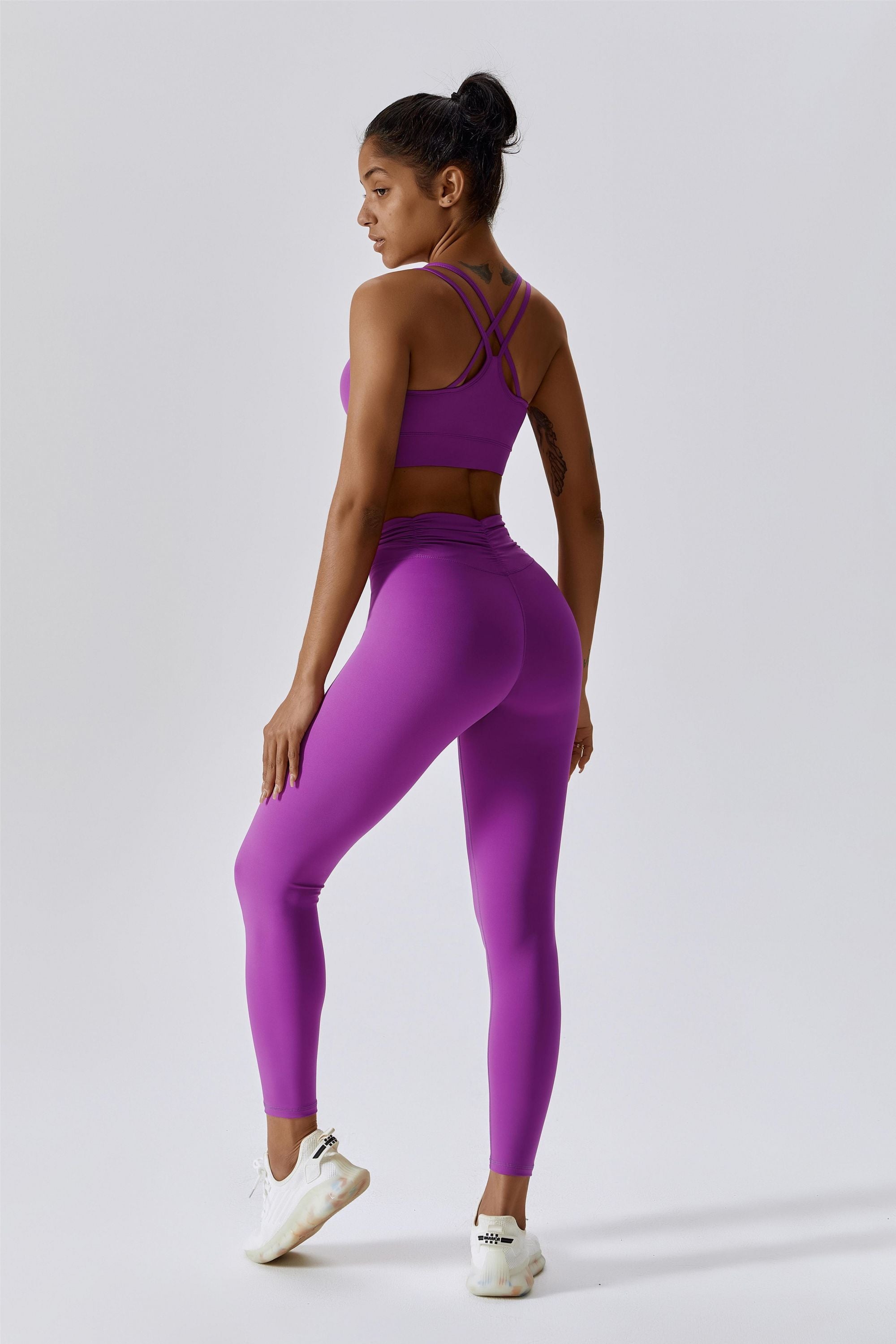 High-Rise Ruched Waistband Leggings by bornfocus