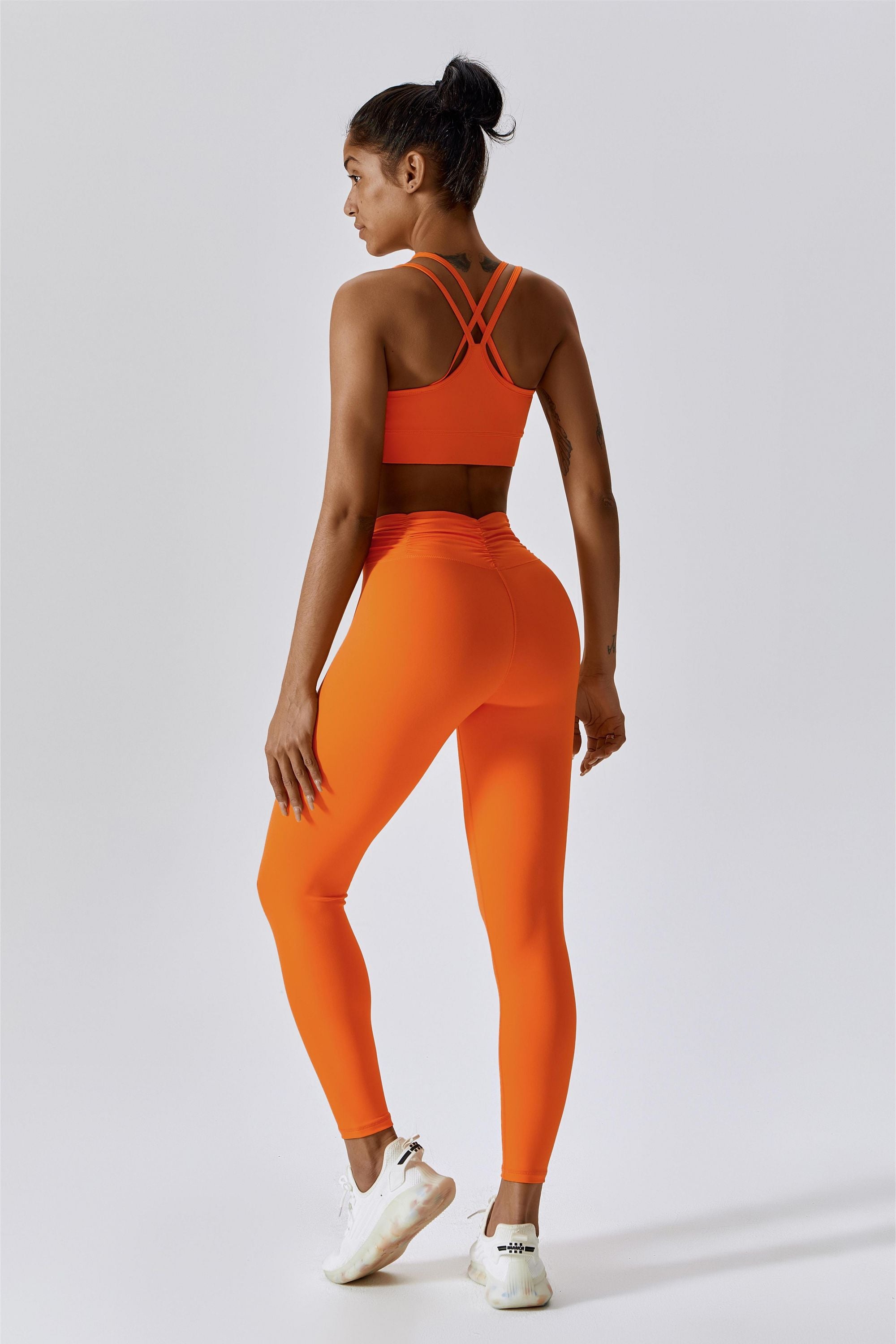 High-Rise Ruched Waistband Leggings by bornfocus