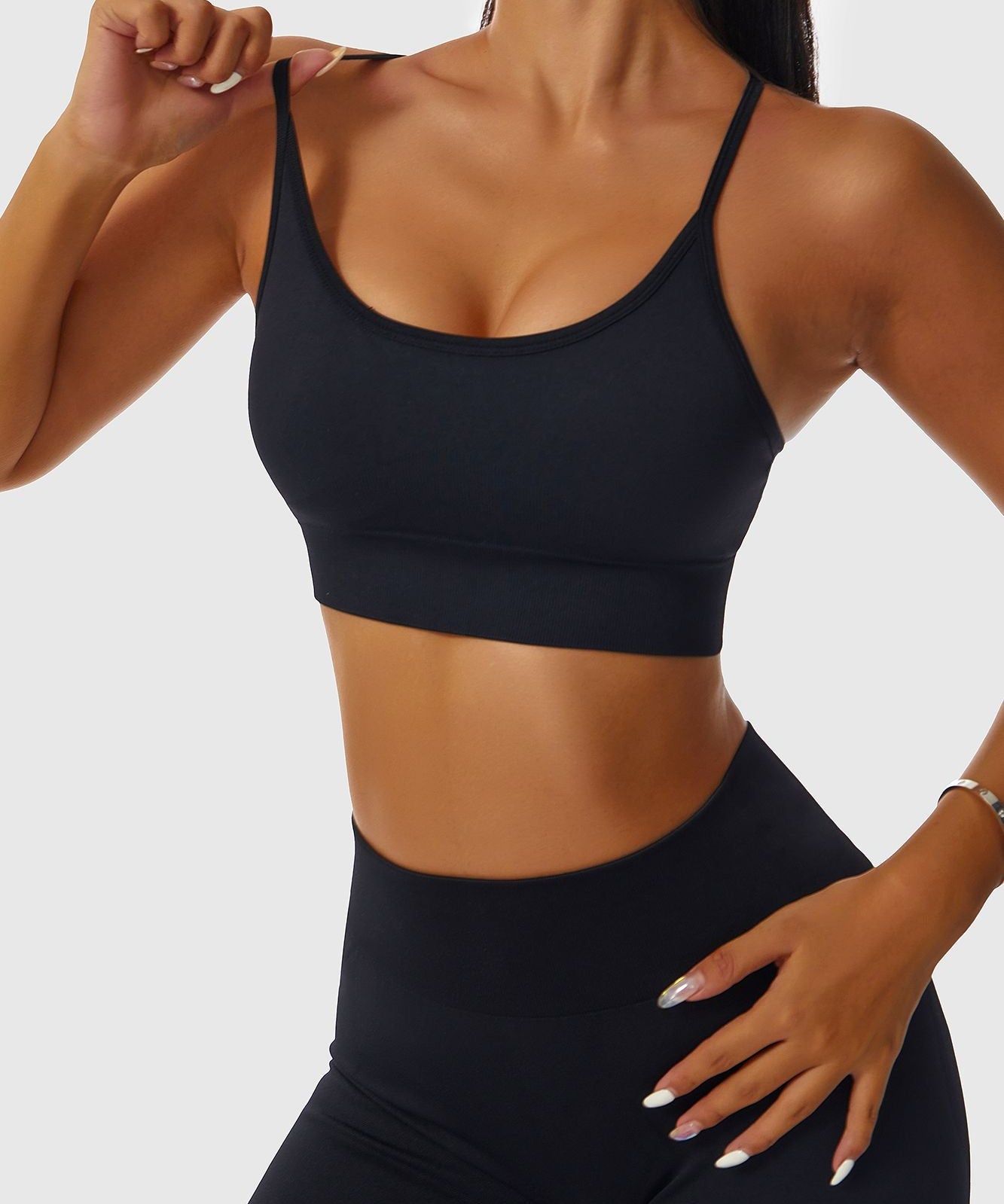 High Strap Crossover Sports Bra by bornfocus