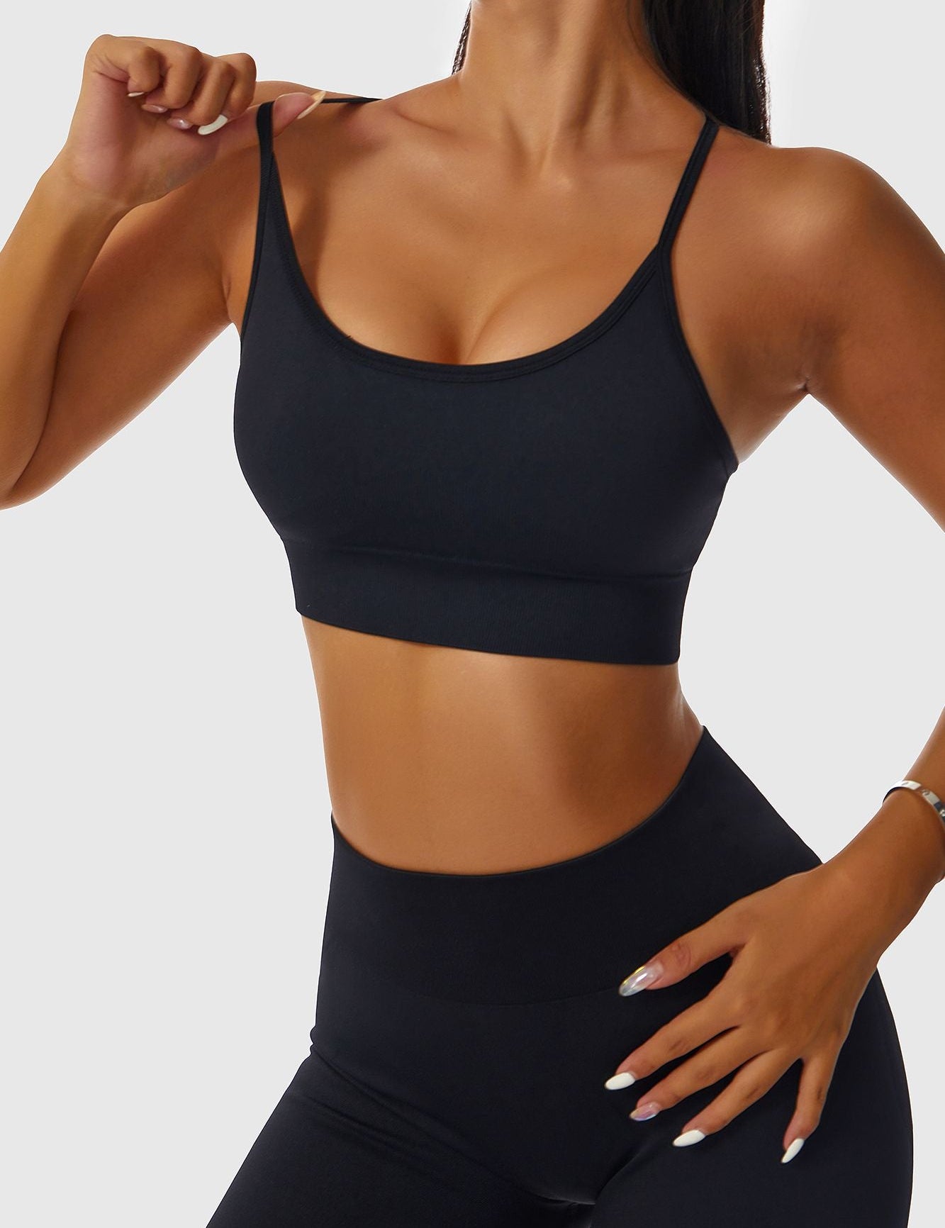 High Strap Crossover Sports Bra by bornfocus