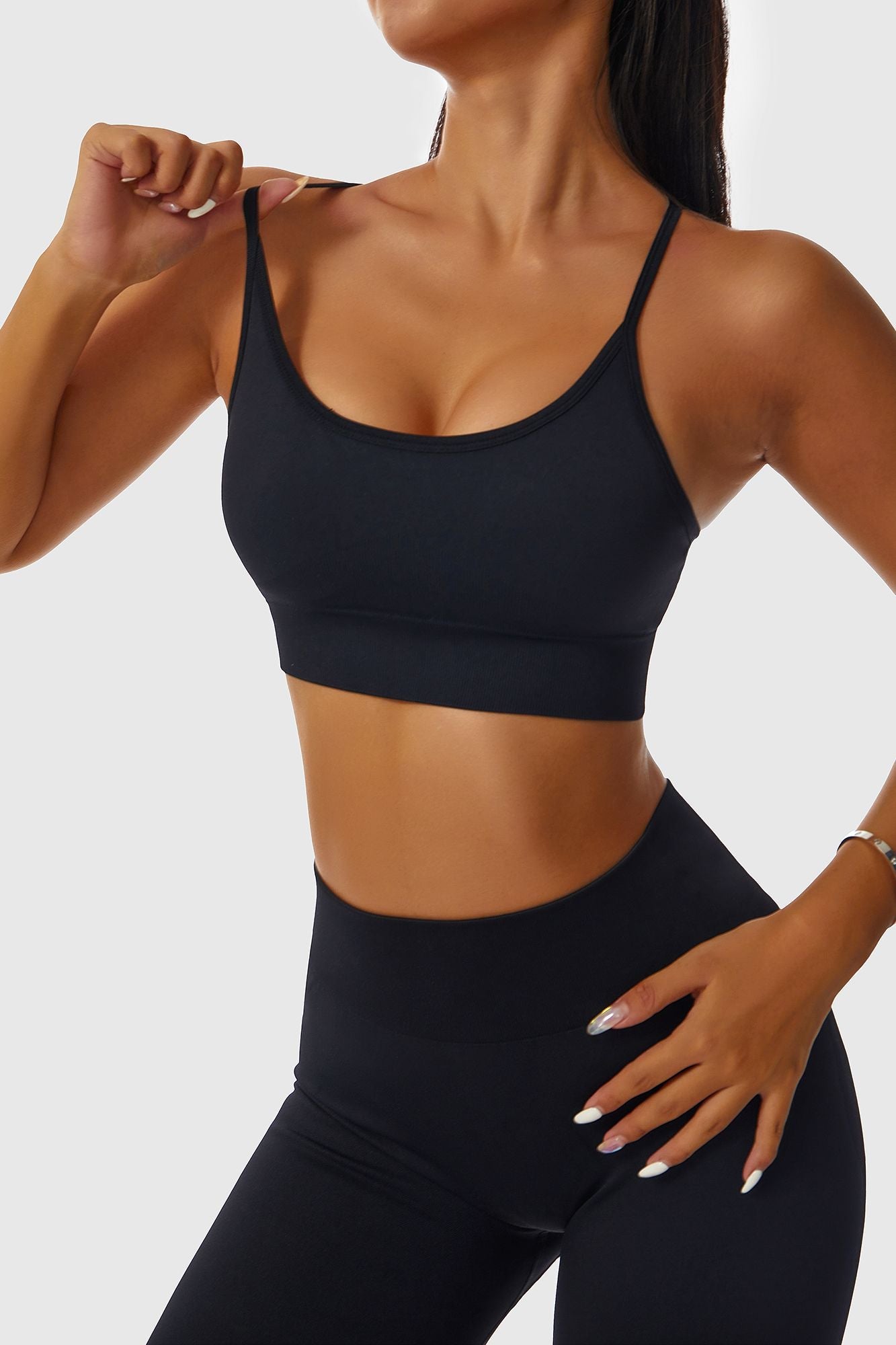 High Strap Crossover Sports Bra by bornfocus