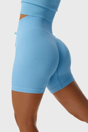 Ribbed Tie Front Cycling Shorts by bornfocus