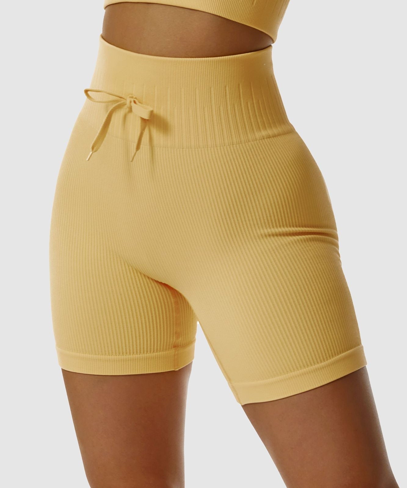 Ribbed Tie Front Cycling Shorts by bornfocus