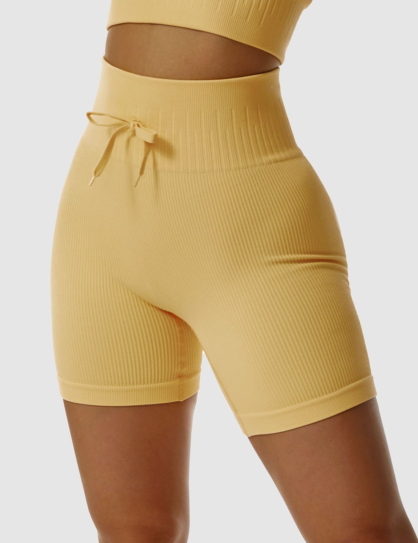 Ribbed Tie Front Cycling Shorts by bornfocus