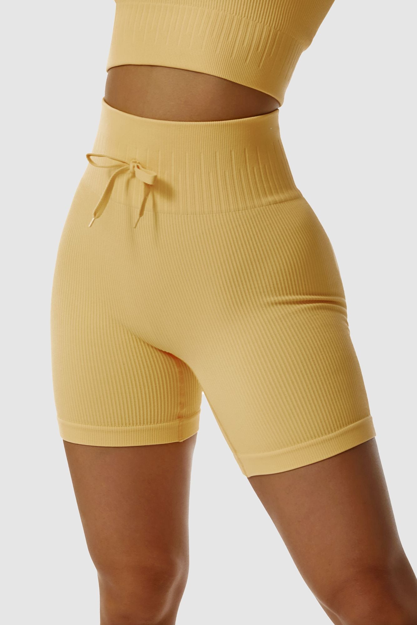 Ribbed Tie Front Cycling Shorts by bornfocus