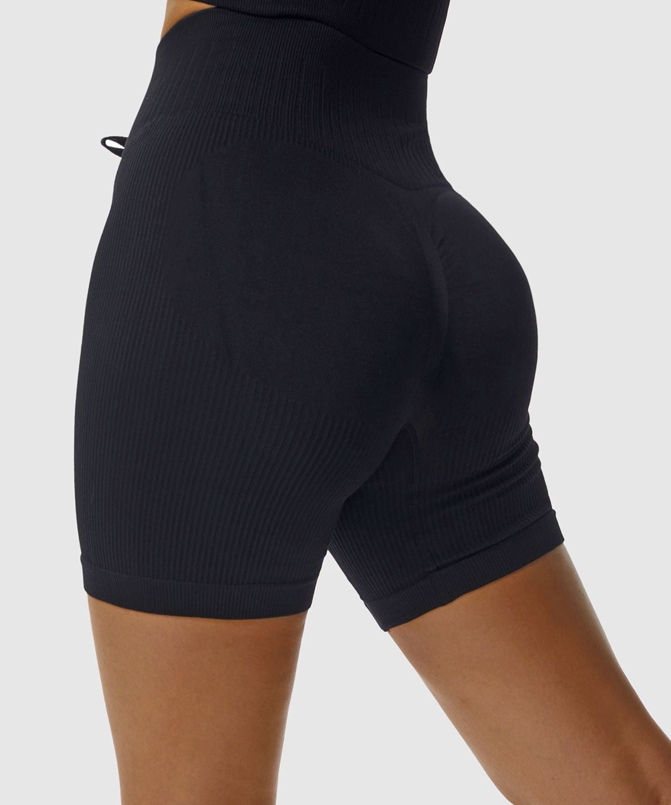 Ribbed Tie Front Cycling Shorts by bornfocus