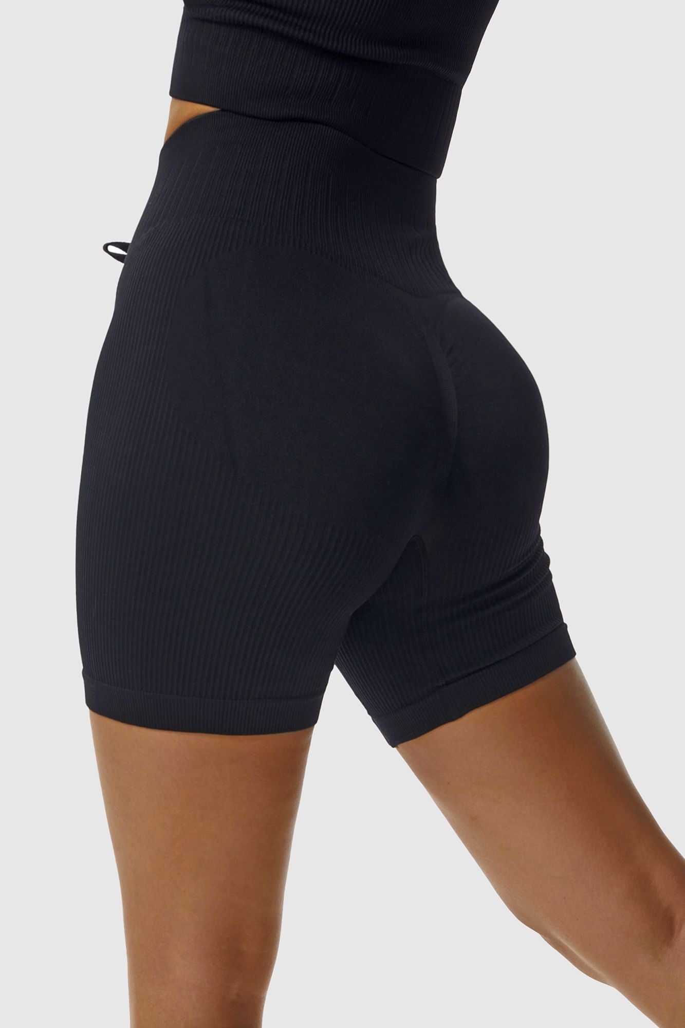 Ribbed Tie Front Cycling Shorts by bornfocus