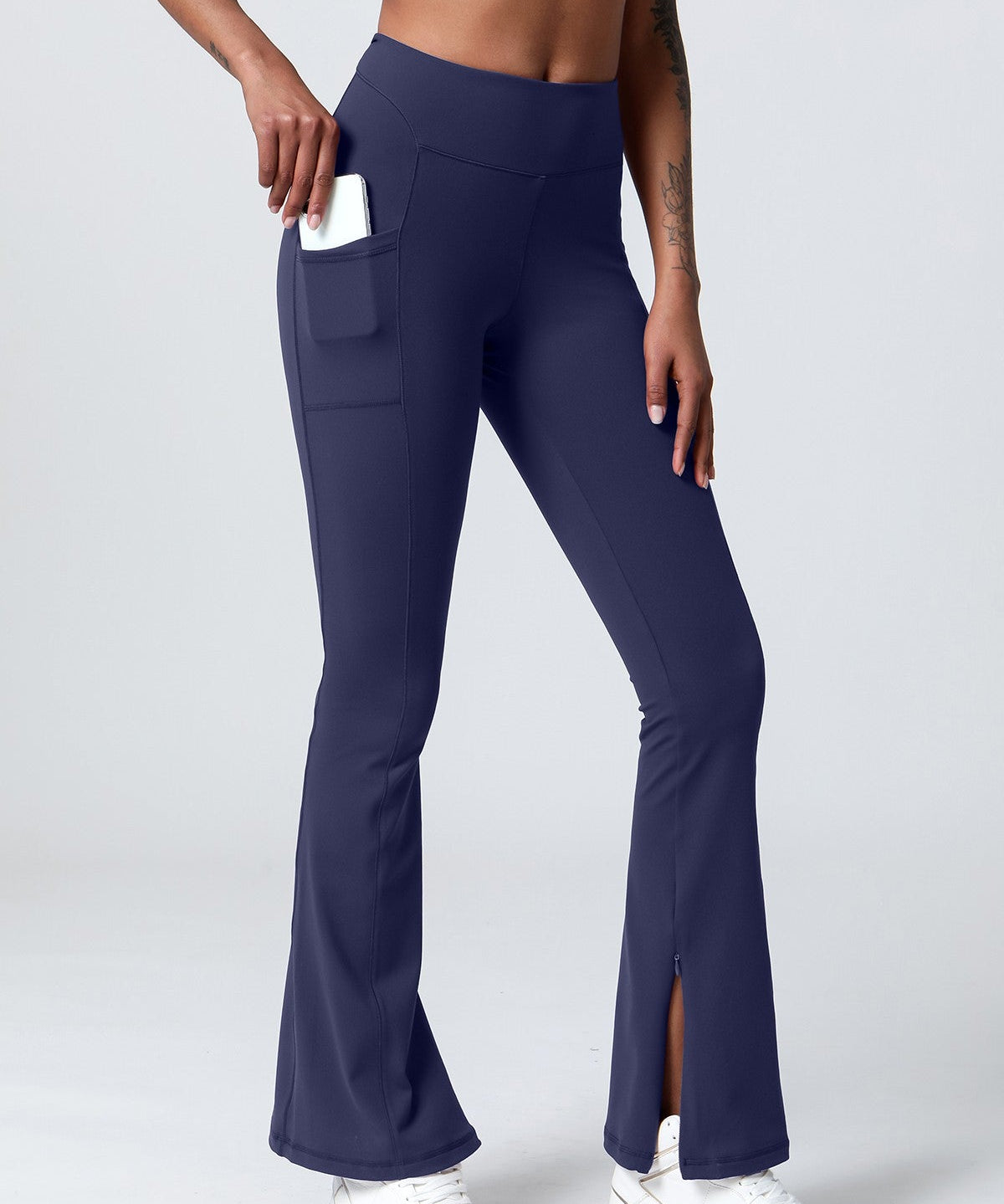 High-Waist Split Bootcut Leggings with Pockets by bornfocus