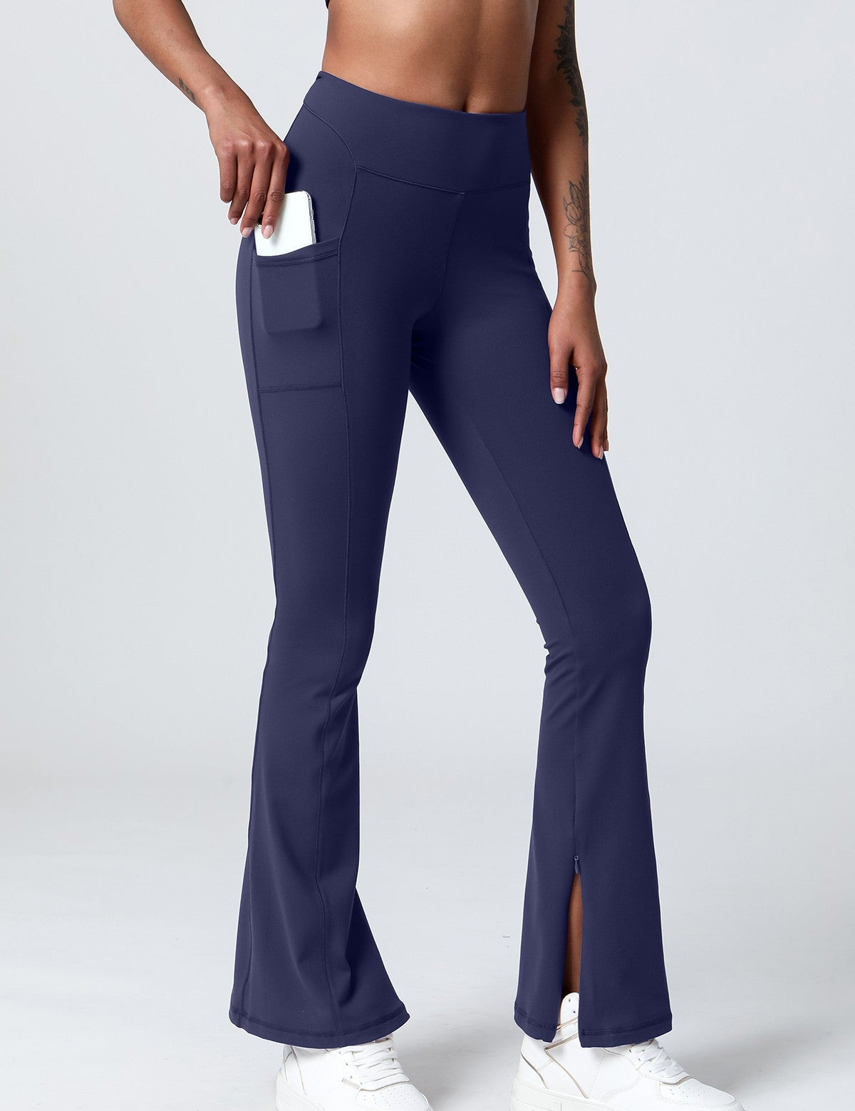 High-Waist Split Bootcut Leggings with Pockets by bornfocus