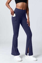 High-Waist Split Bootcut Leggings with Pockets by bornfocus