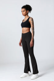 High-Waist Split Bootcut Leggings with Pockets by bornfocus