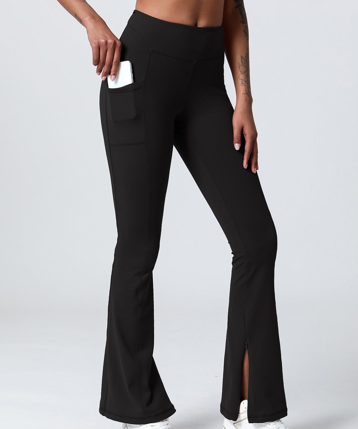 High-Waist Split Bootcut Leggings with Pockets by bornfocus