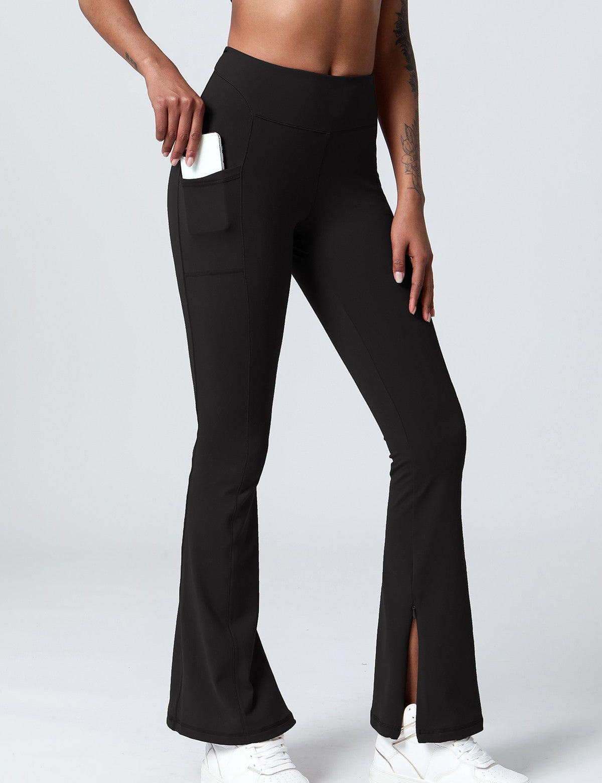 High-Waist Split Bootcut Leggings with Pockets by bornfocus