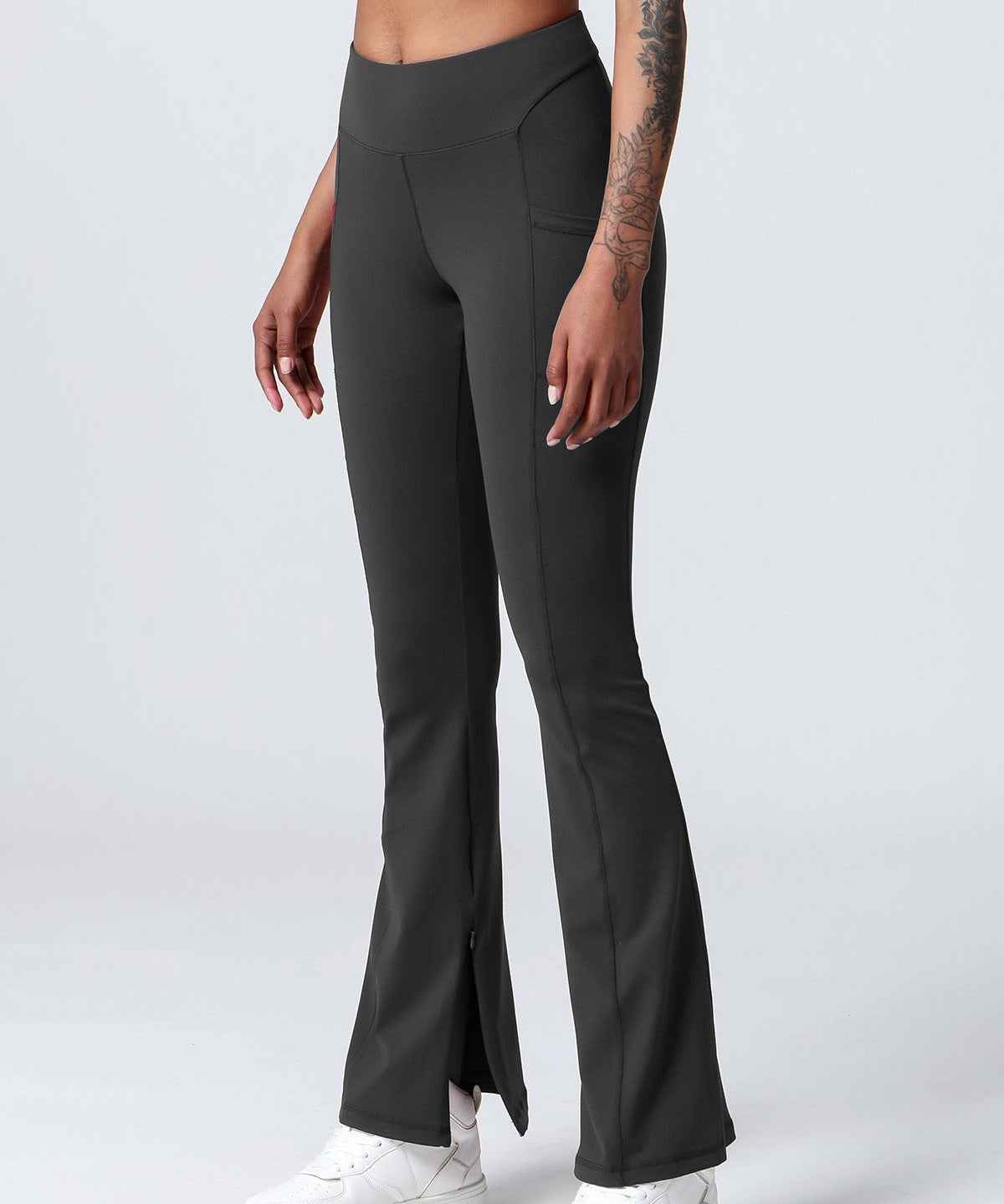 High-Waist Split Bootcut Leggings with Pockets by bornfocus