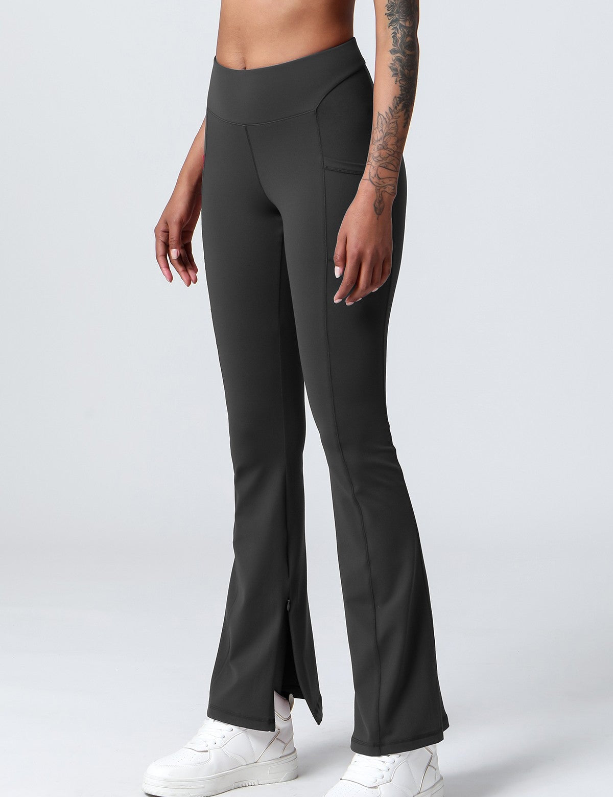 High-Waist Split Bootcut Leggings with Pockets by bornfocus