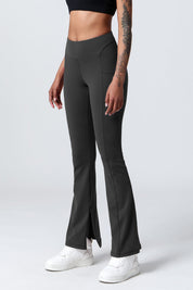 High-Waist Split Bootcut Leggings with Pockets by bornfocus