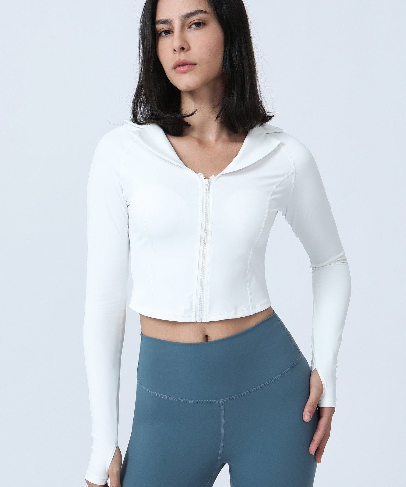 Full-Zip Crop Athletic Sweatshirt by bornfocus