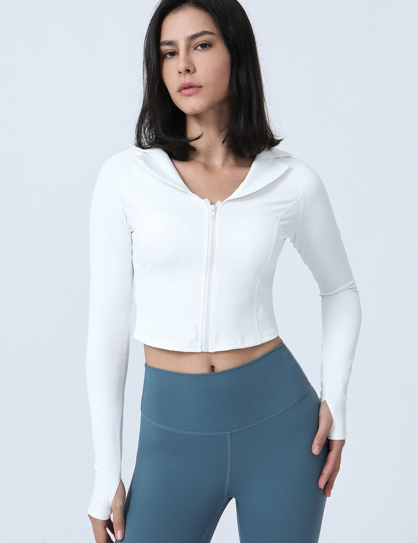 Full-Zip Crop Athletic Sweatshirt by bornfocus