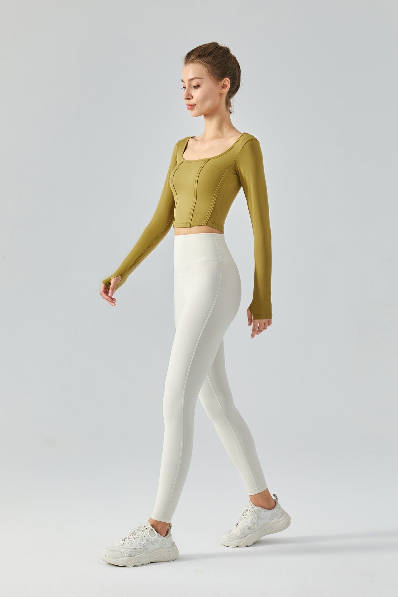 Long Sleeve Sports Seamed Corset Top by bornfocus