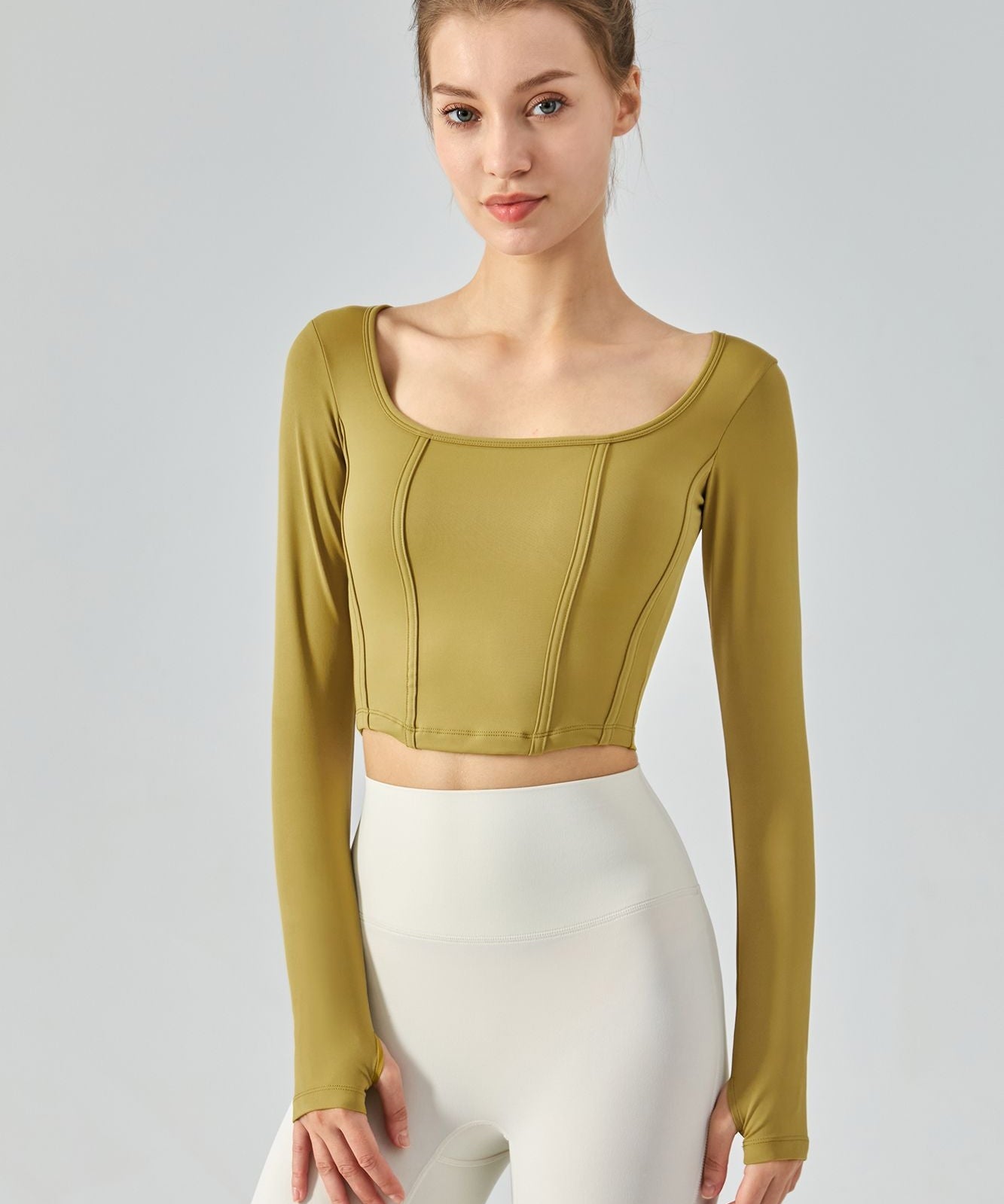 Long Sleeve Sports Seamed Corset Top by bornfocus