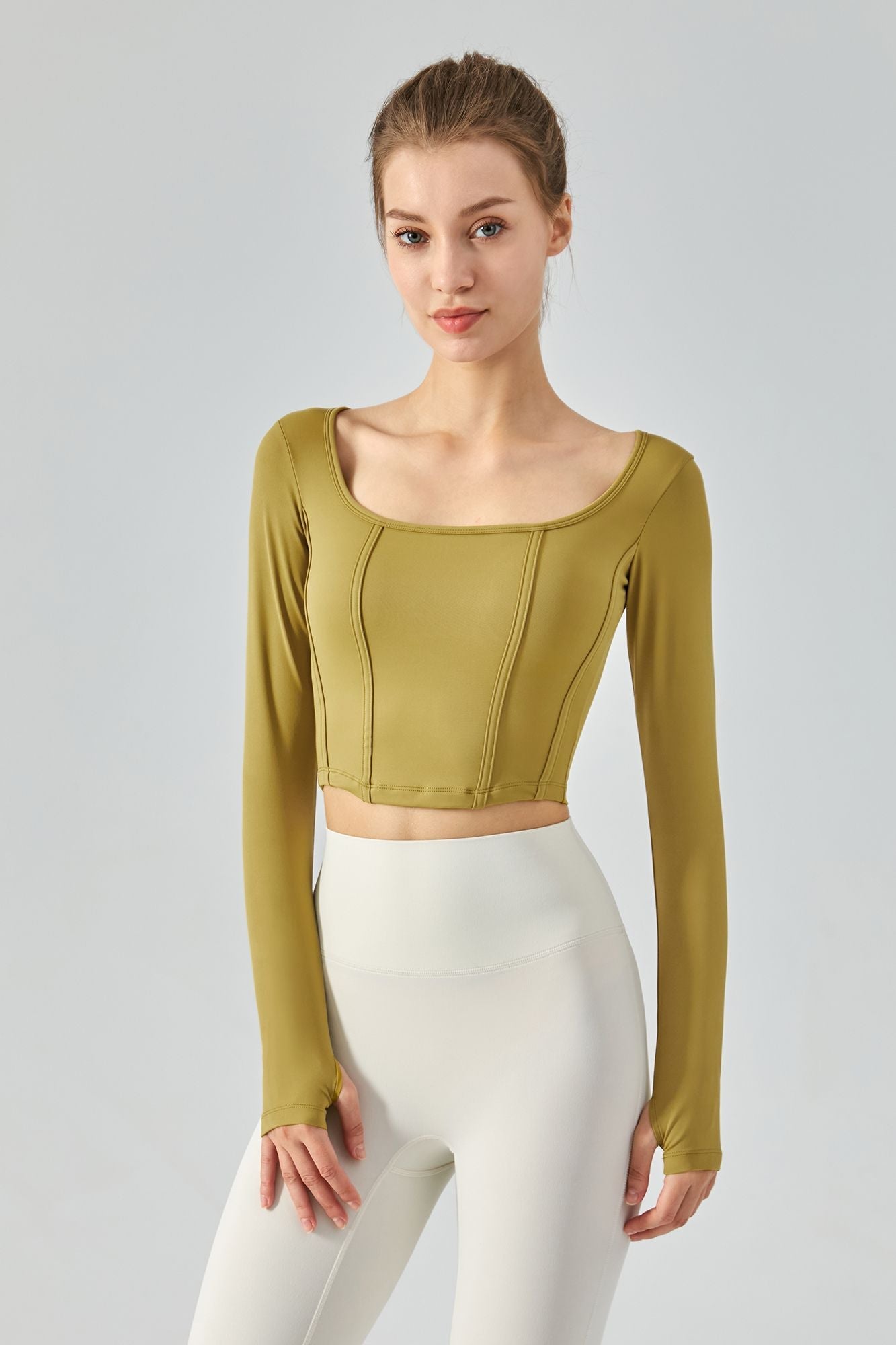 Long Sleeve Sports Seamed Corset Top by bornfocus